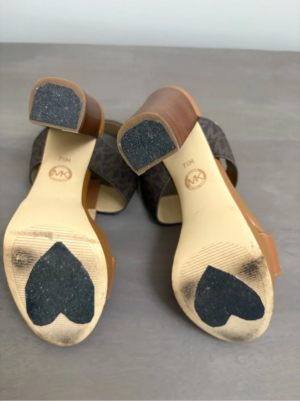 Michael Kors Tan and Dark Brown Platform Block-Heel Sandals